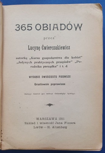 Ćwierczakiewicz Lucyna - 365 obiadów, 1911
