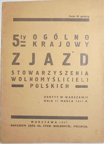5-ty Ogólnokrajowy zjazd Stow. Wolnomyślicieli,1927